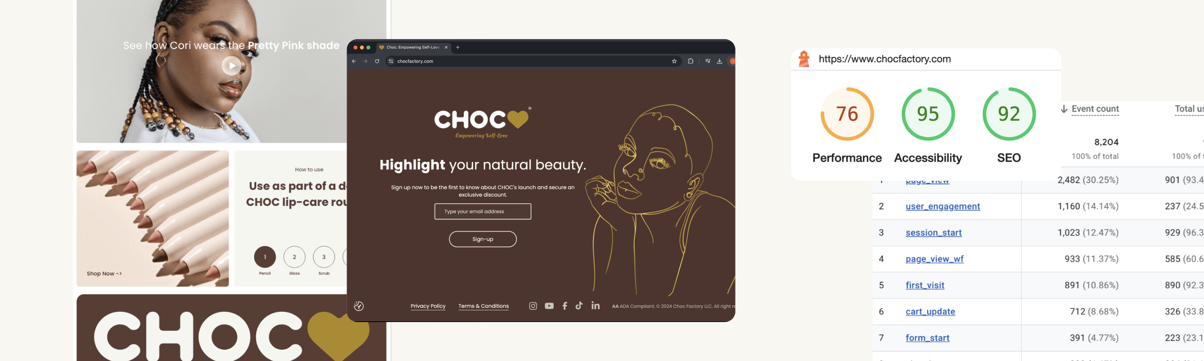 CHOCfactory.com pre-launch holding page with email sign-up to build the CRM database before launch.