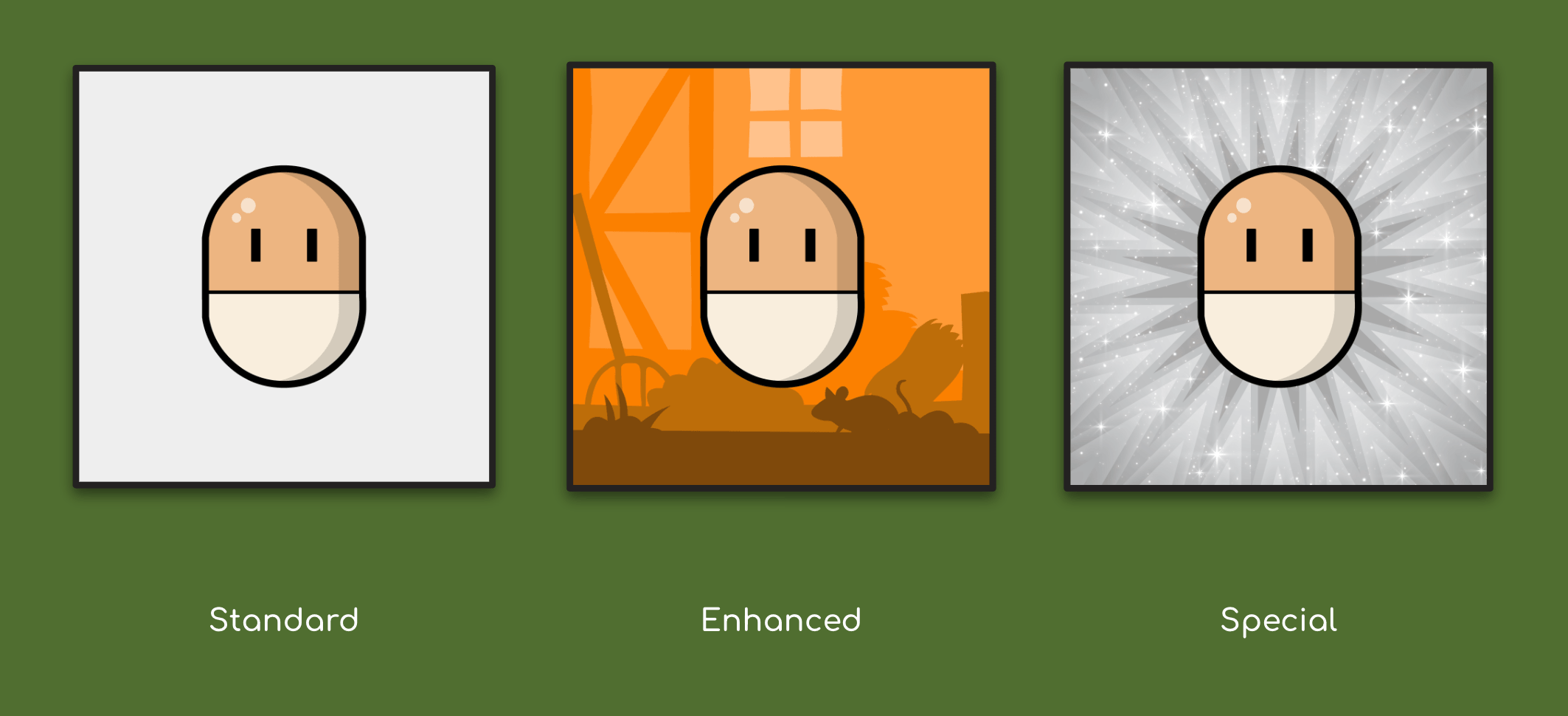 The three tiers of ebods: Standard, Enhanced and Special