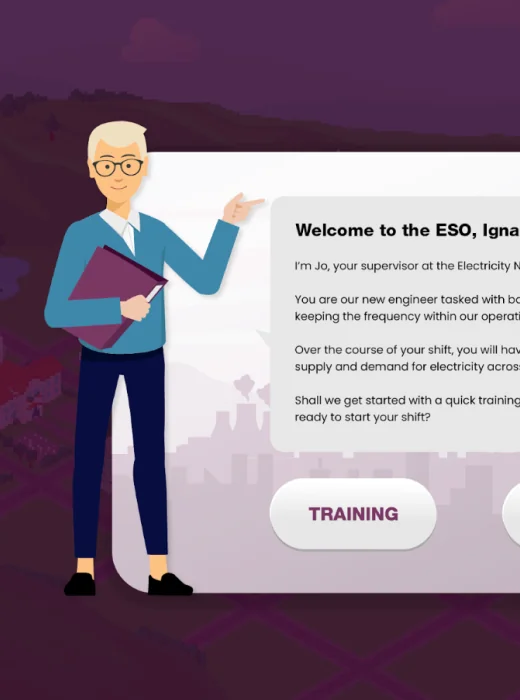 In-game briefing card: the supervisor introduces the player to the control-room shift