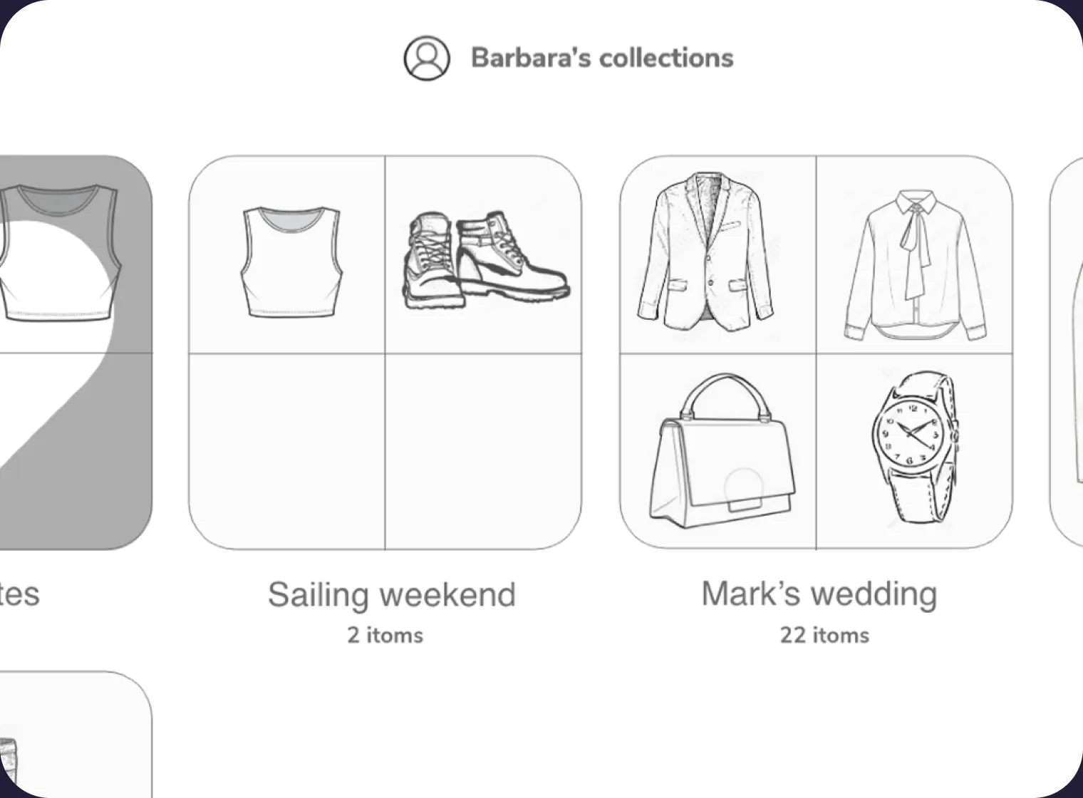 Barbara's collections in the Persi wardrobe